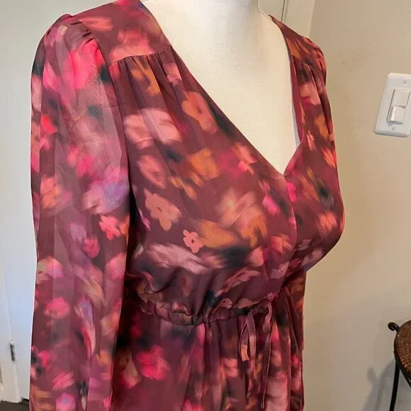 NWT BB Dakota by Steve Madden Burgundy Floral Kara Mini Dress, Size Small - Picture 8 of 16